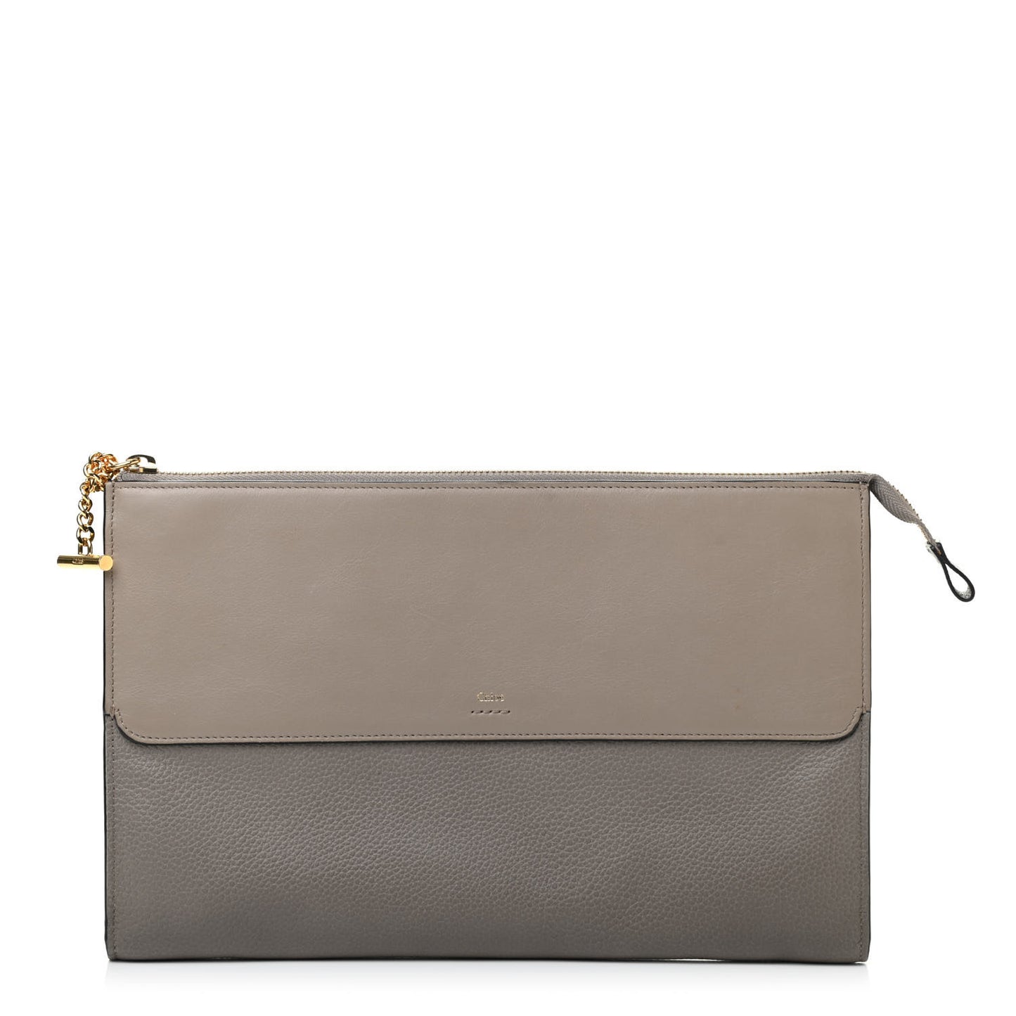 Grained Calfskin Joe Clutch Motty Grey