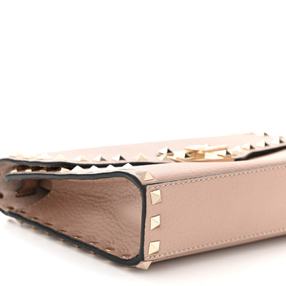 Valentino Garavani Pebbled Calfskin Medium Rockstud Flip Lock Crossbody Bag Poudre 8 of 10