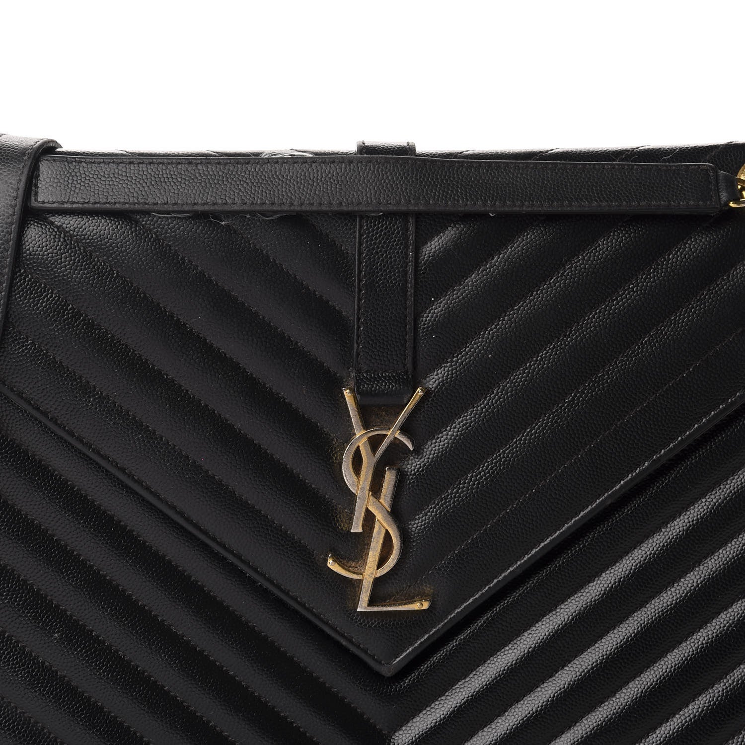 Saint Laurent Grain De Poudre Matelasse Chevron Large Monogram Satchel Black 17 of 17