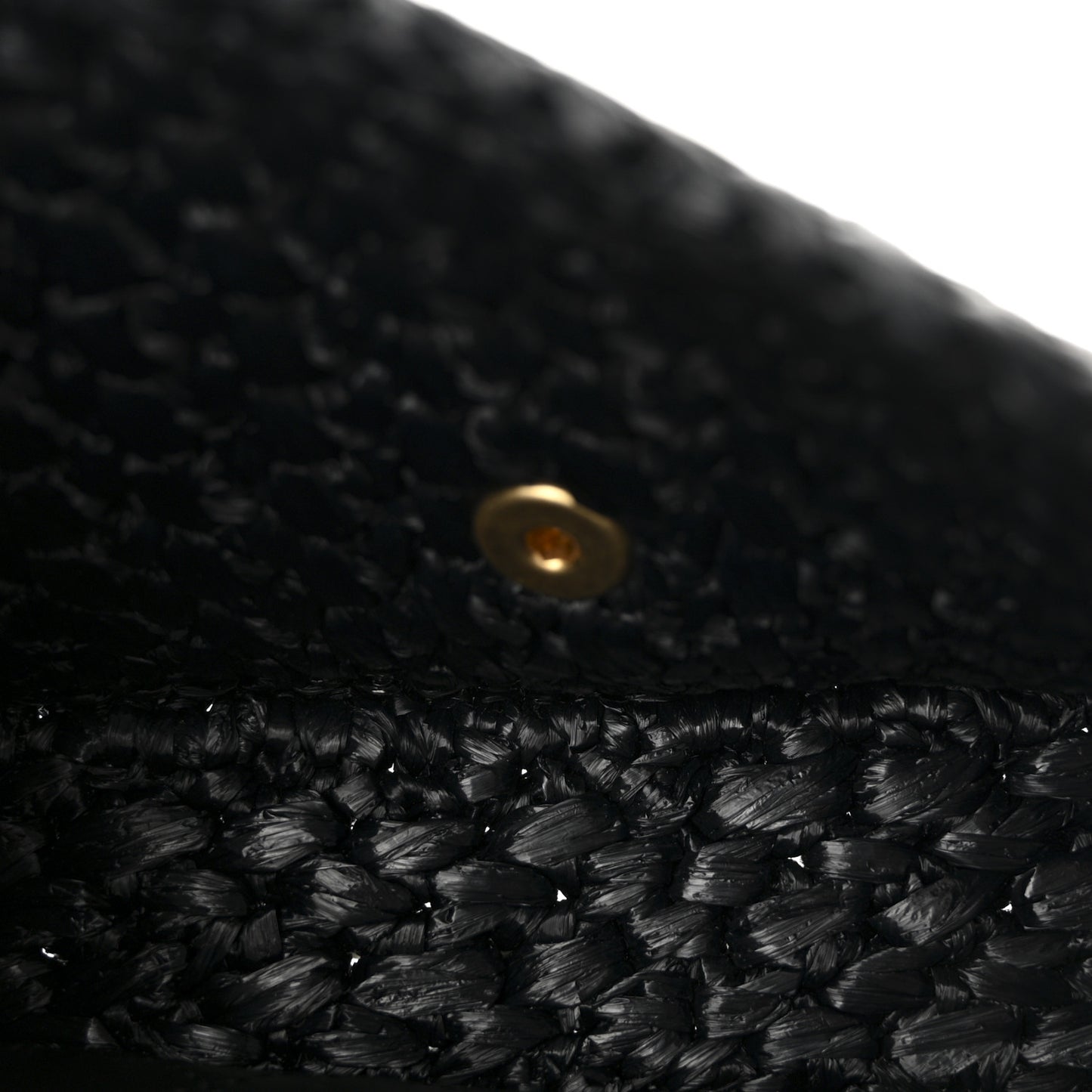 Raffia Effect Medium Tweedy Flap Bag Black White