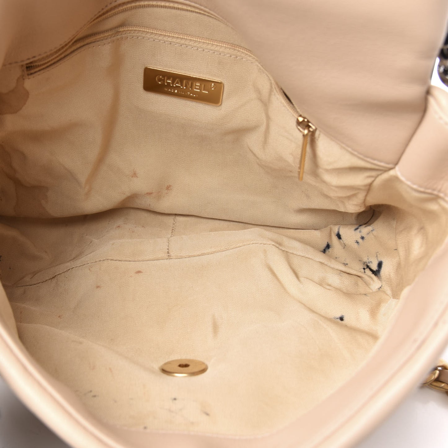 Lambskin Quilted Large 19 Flap Beige