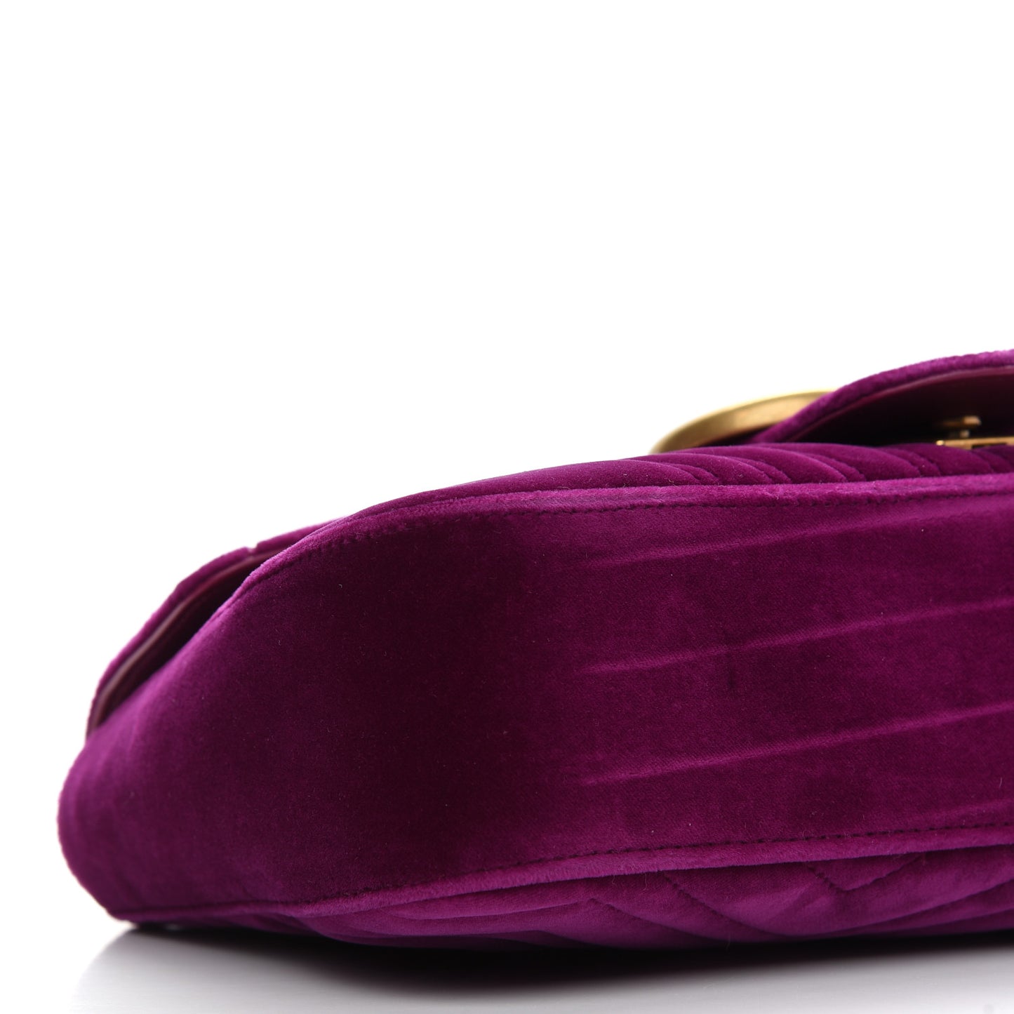 Velvet Matelasse Medium GG Marmont Shoulder Bag Fuchsia Violet Cyclamen