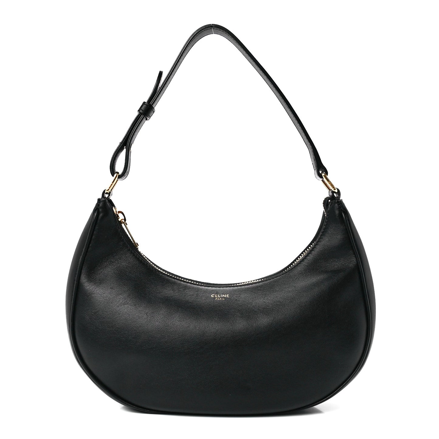 Smooth Calfskin Medium Strap Ava Shoulder Bag Black