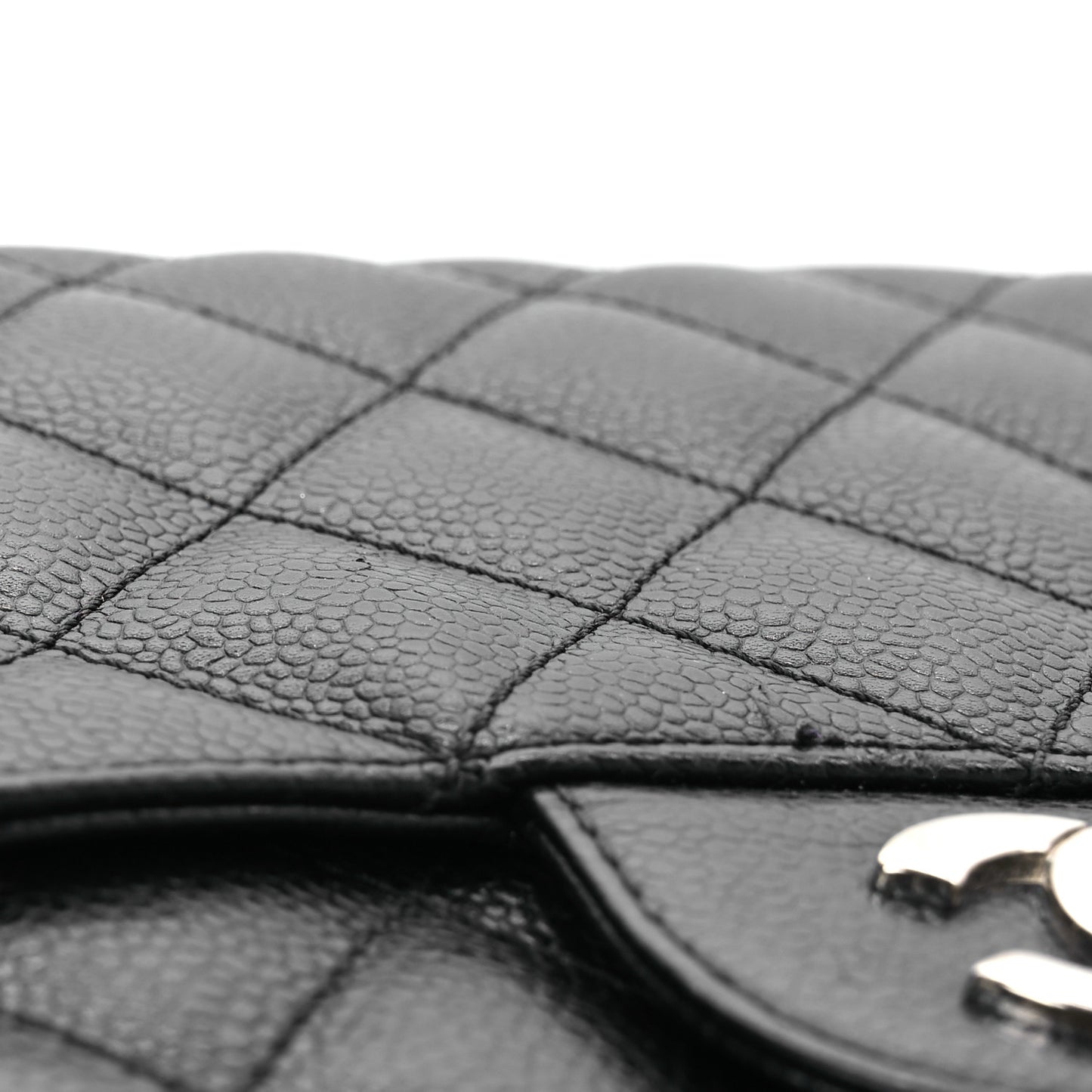 Caviar Quilted Jumbo Double Flap Black