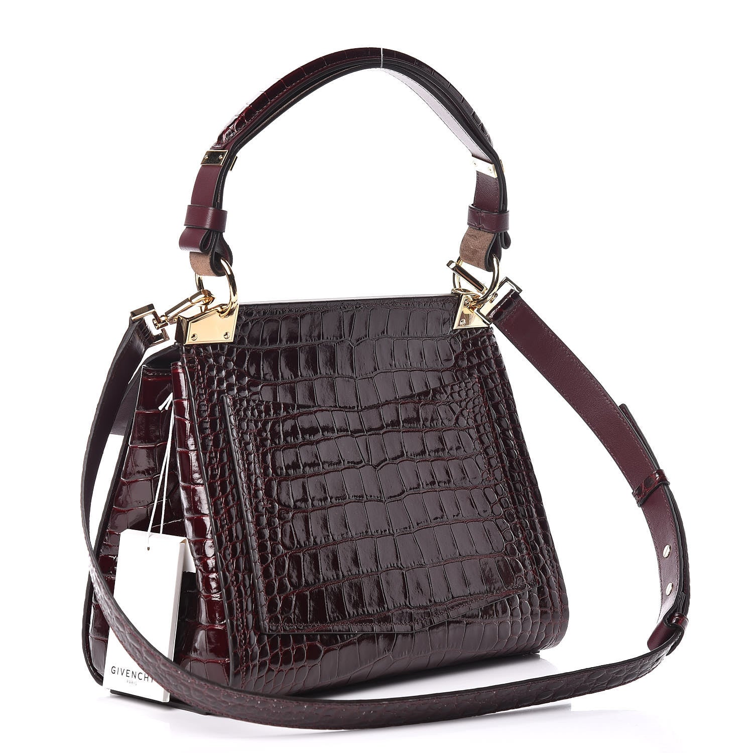 Givenchy Calfskin Crocodile Embossed Small Mystic Shoulder Bag Eggplant 3 of 10