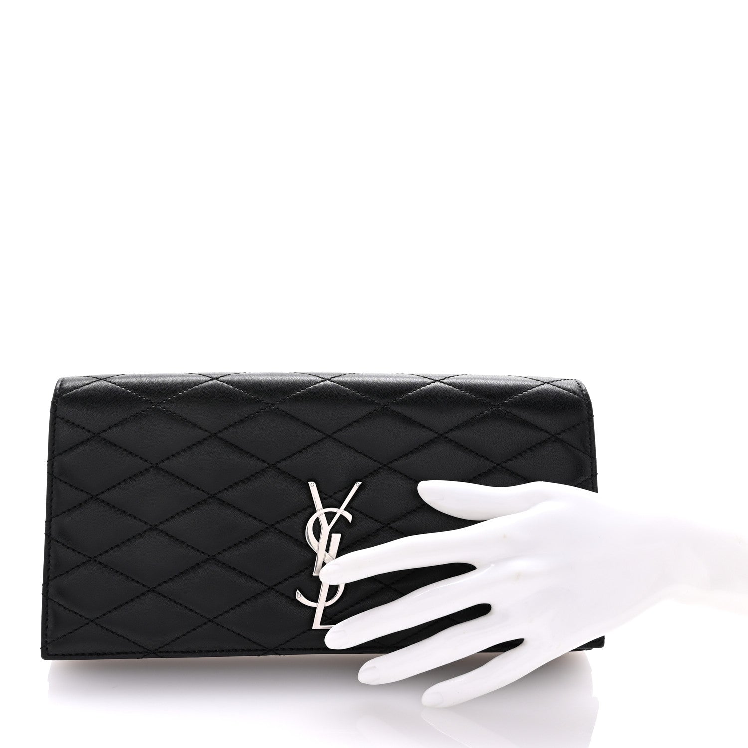 Saint Laurent Lambskin Quilted Kate Clutch Black 2 of 7