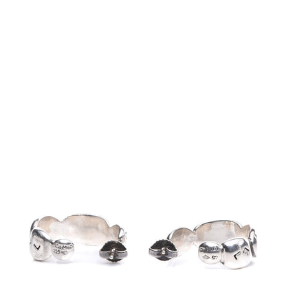 Chanel Logo Engraved Half Hoop Earrings Silver 3 of 4
