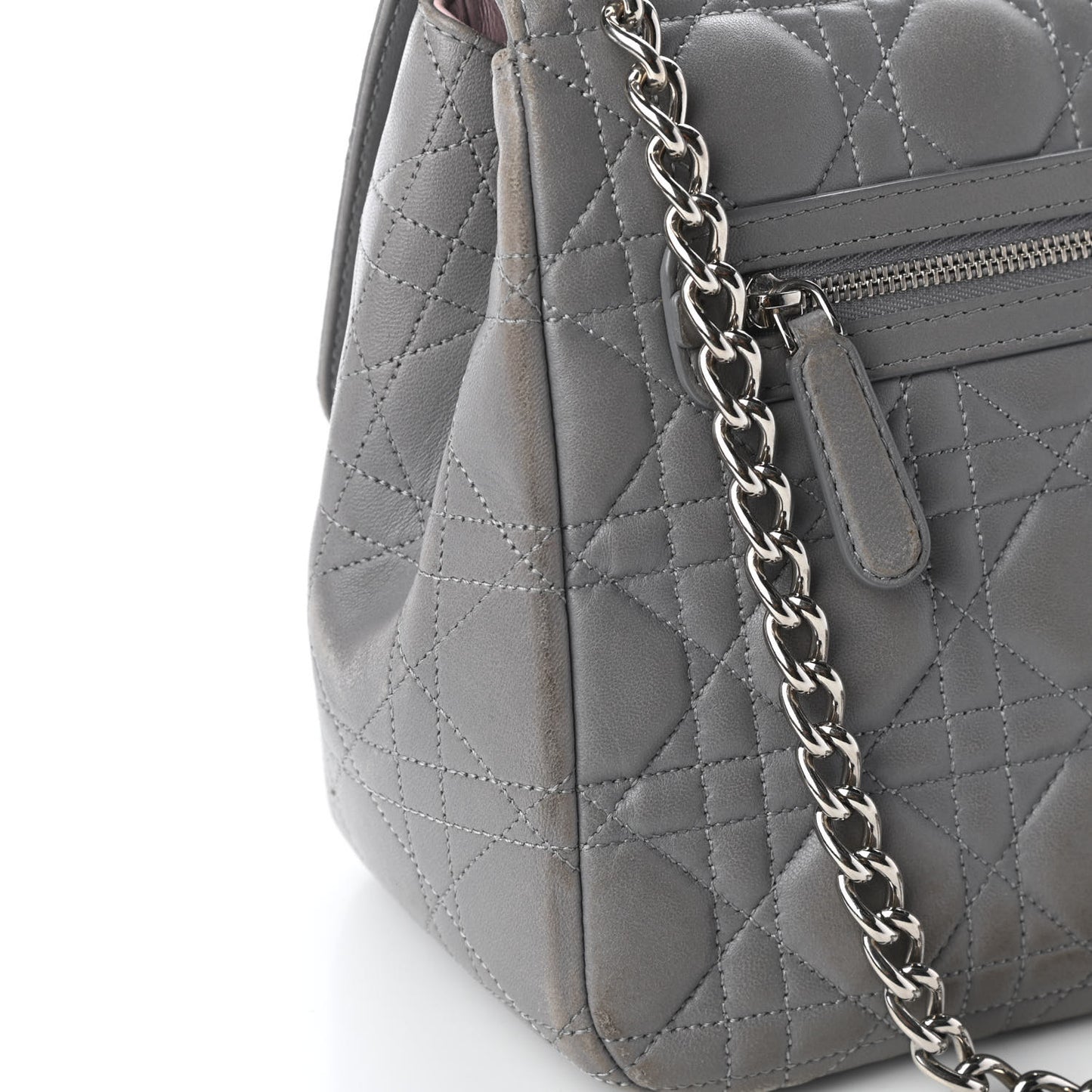 Lambskin Cannage Small Miss Dior Flap Grey