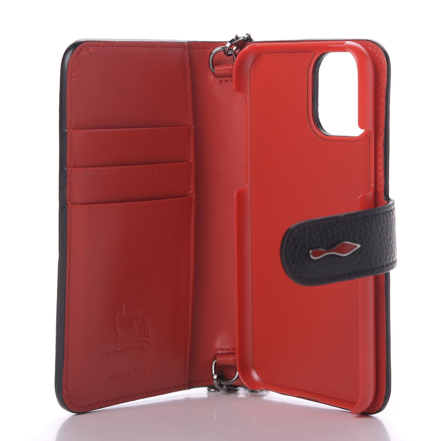 Christian Louboutin Calfskin Loubiflap iPhone 11 Pro Case Black Red 5 of 8