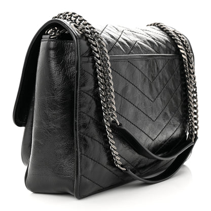 Saint Laurent Crinkled Calfskin Matelasse Monogram Large Niki Chain Satchel Black 3 of 12