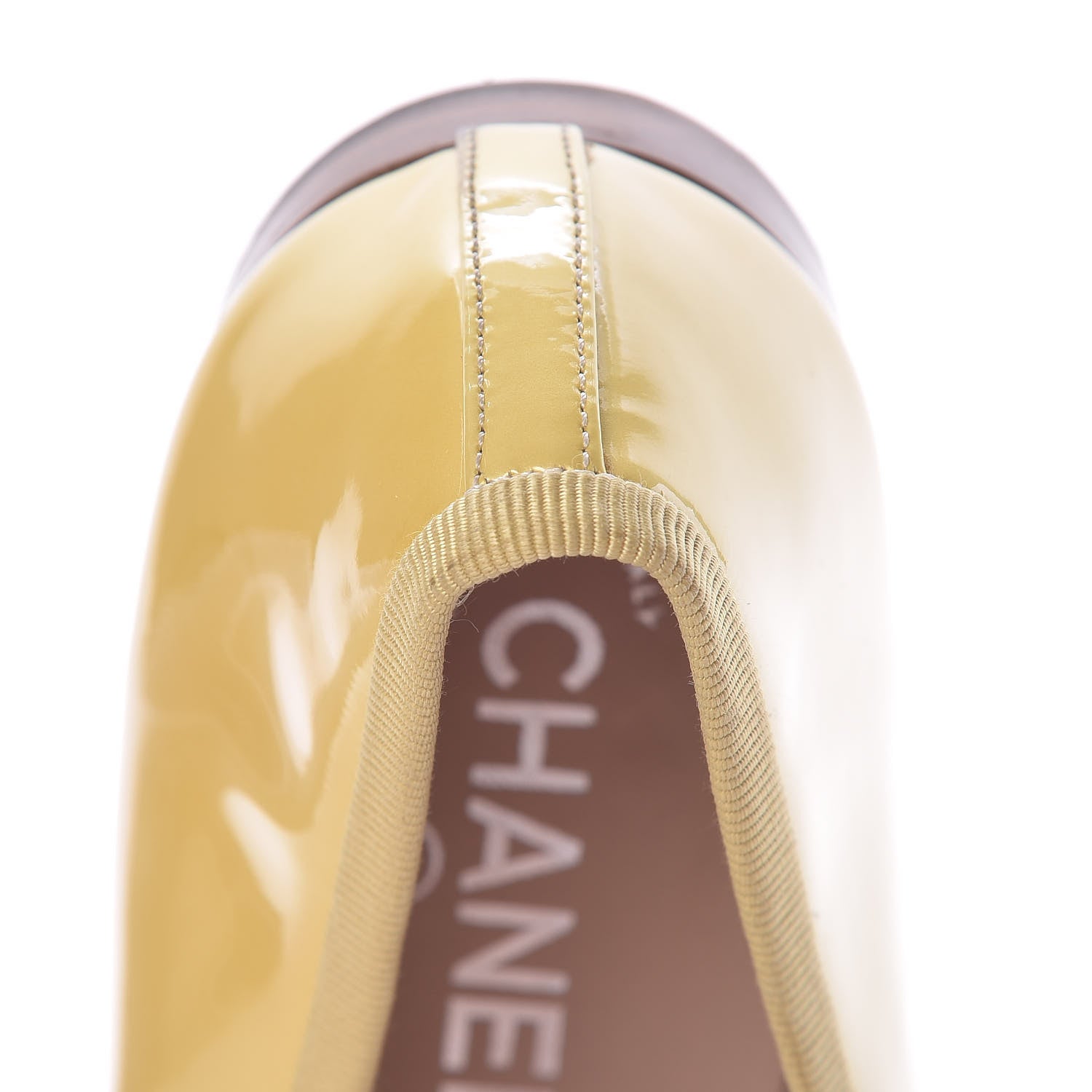 Chanel Calfskin Patent CC Cap Toe Ballerina Flats 39 Yellow 16 of 18
