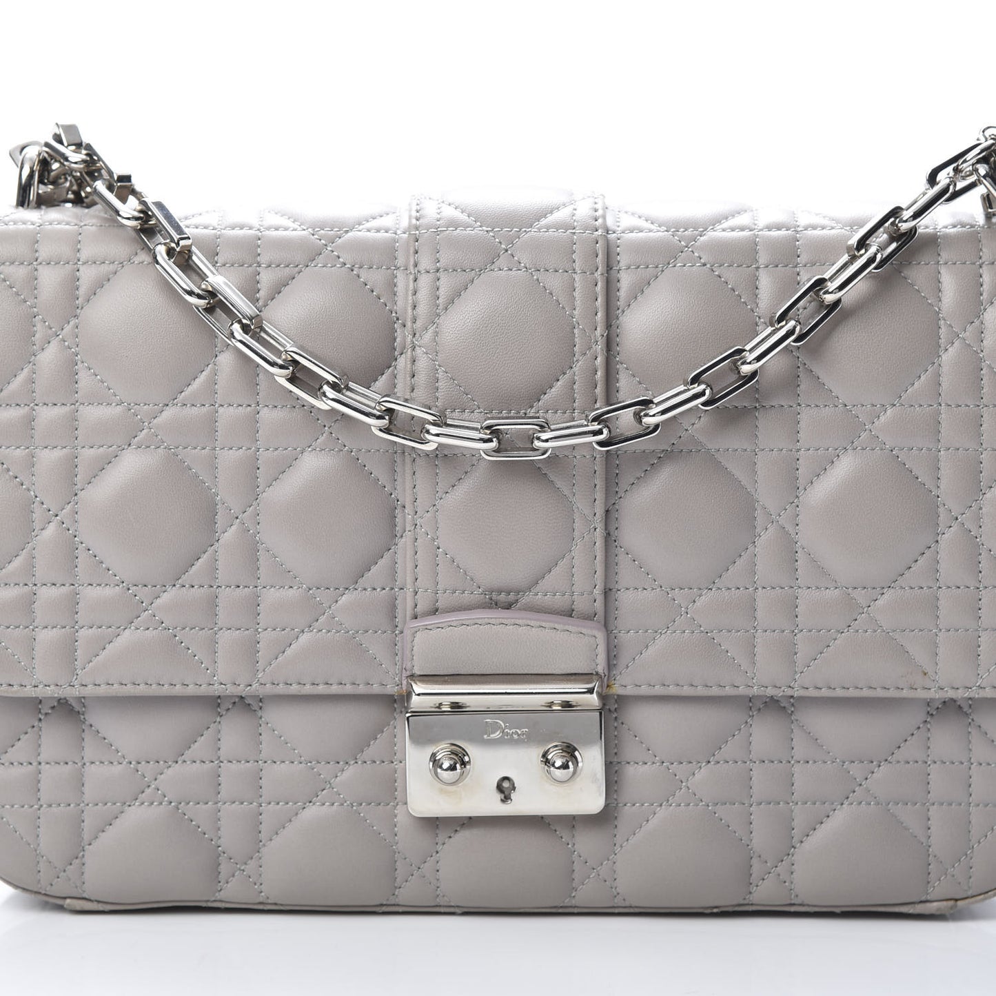 Lambskin Cannage Medium Miss Dior Flap Grey