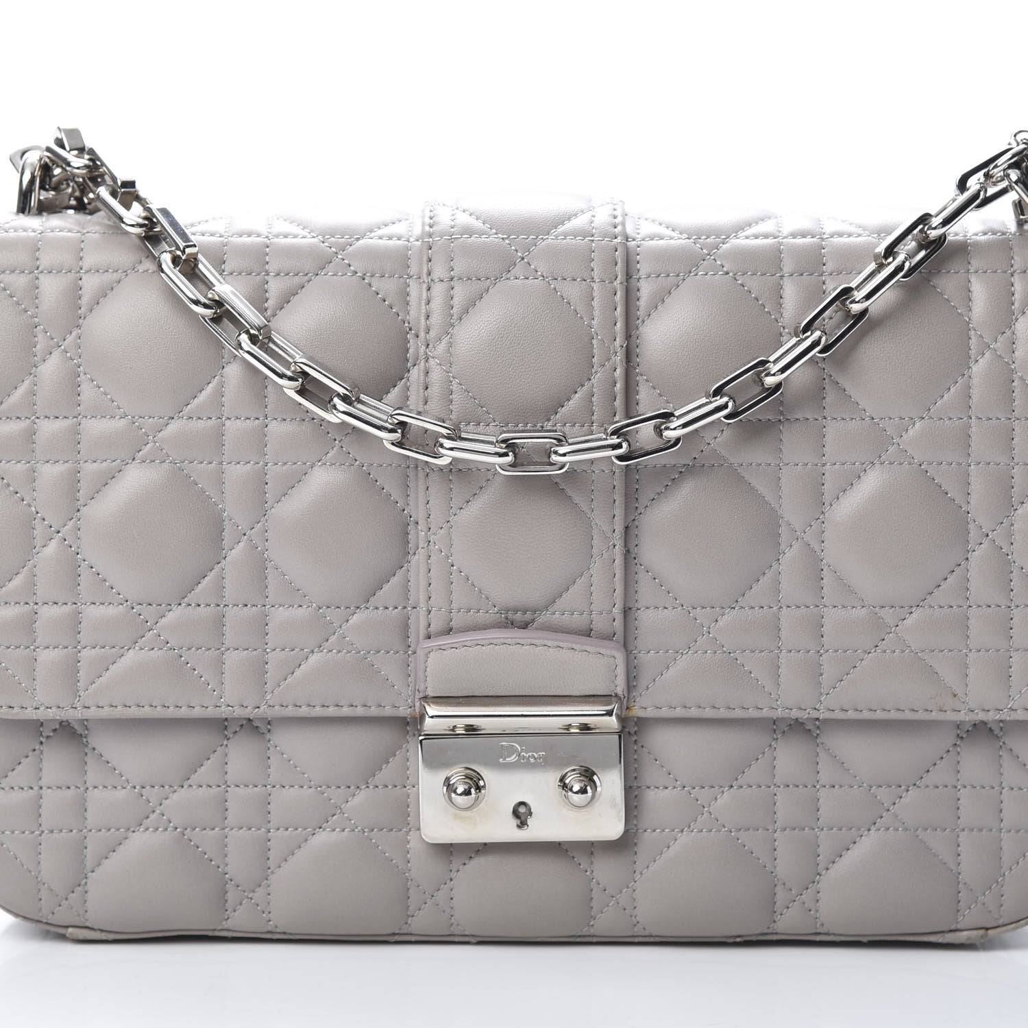 Christian Dior Lambskin Cannage Medium Miss Dior Flap Grey 8 of 18