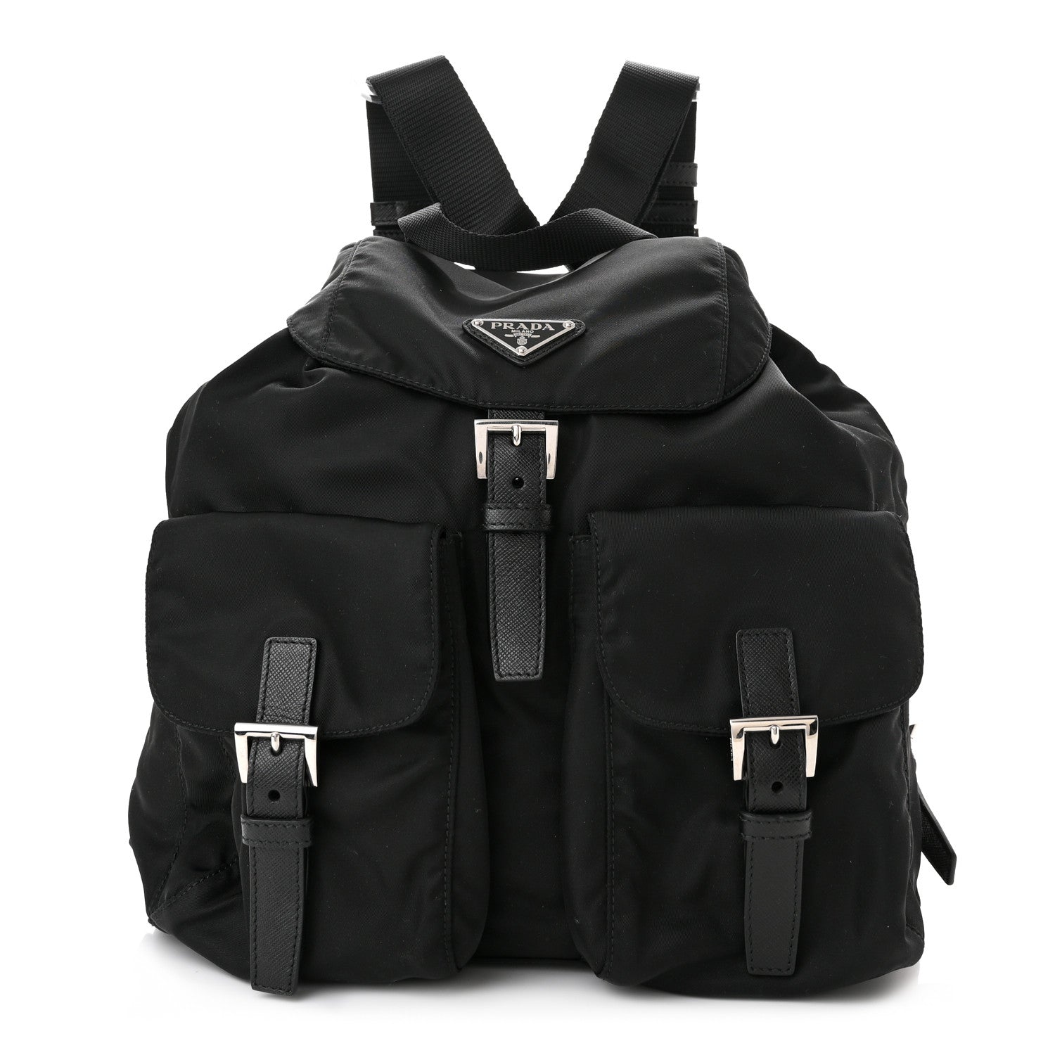 Prada Tessuto Nylon Saffiano Medium Backpack Black 1 of 8