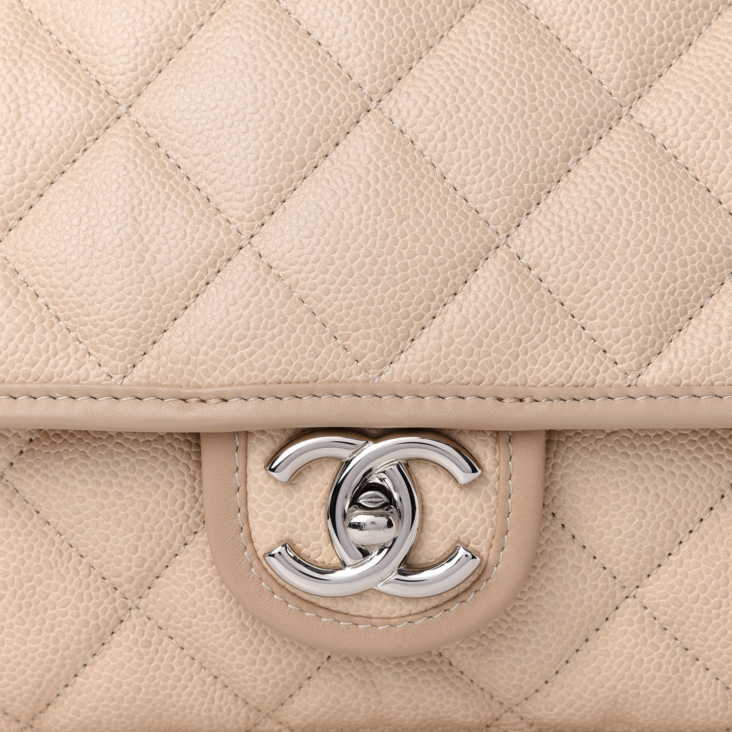 Caviar French Riviera Large Flap Beige