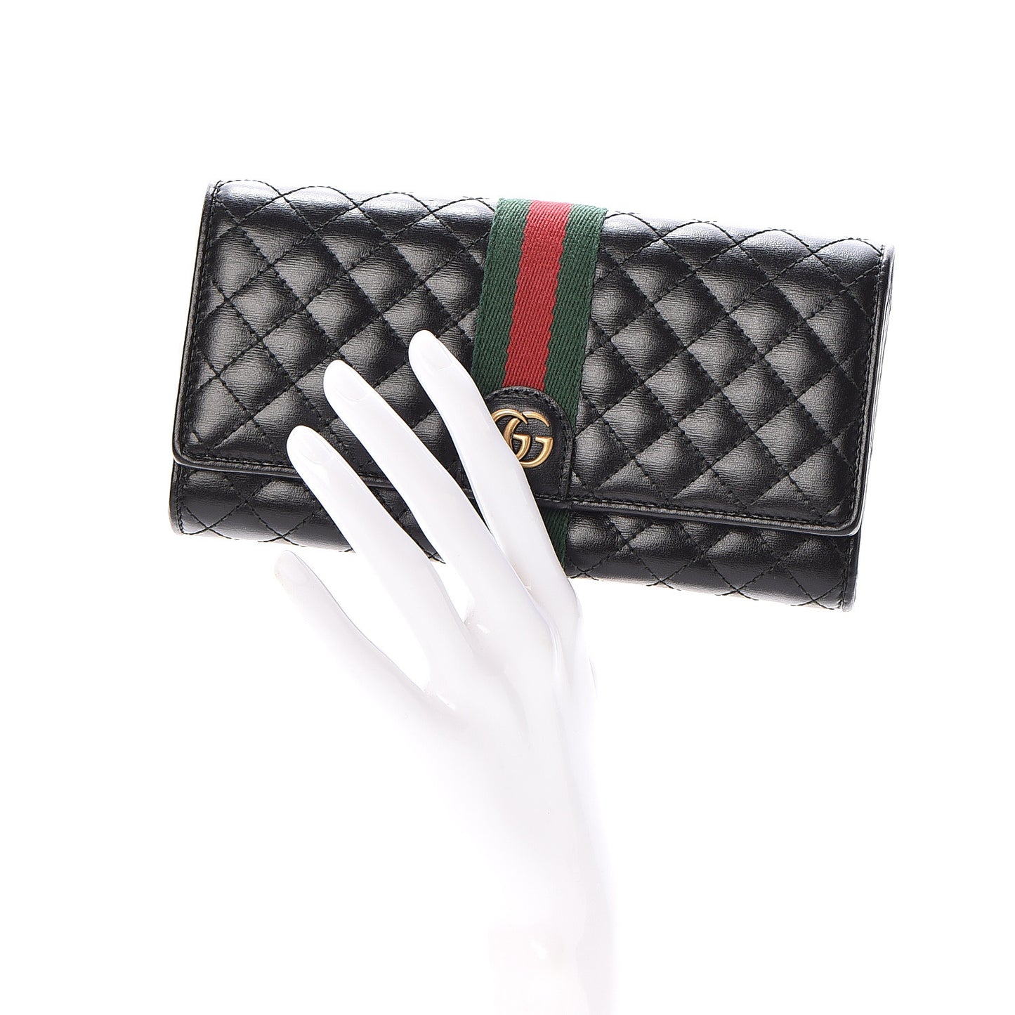 Calfskin Web Trapuntata GG Continental Wallet Black