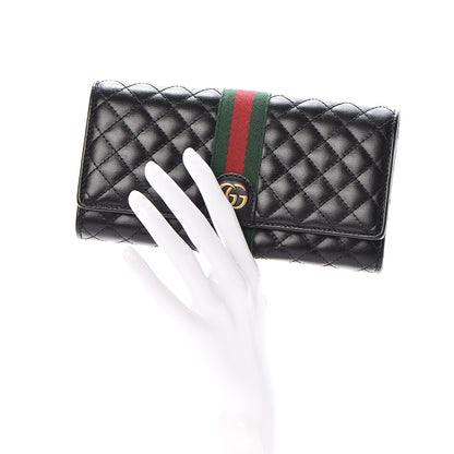 Gucci Calfskin Web Trapuntata GG Continental Wallet Black 2 of 8