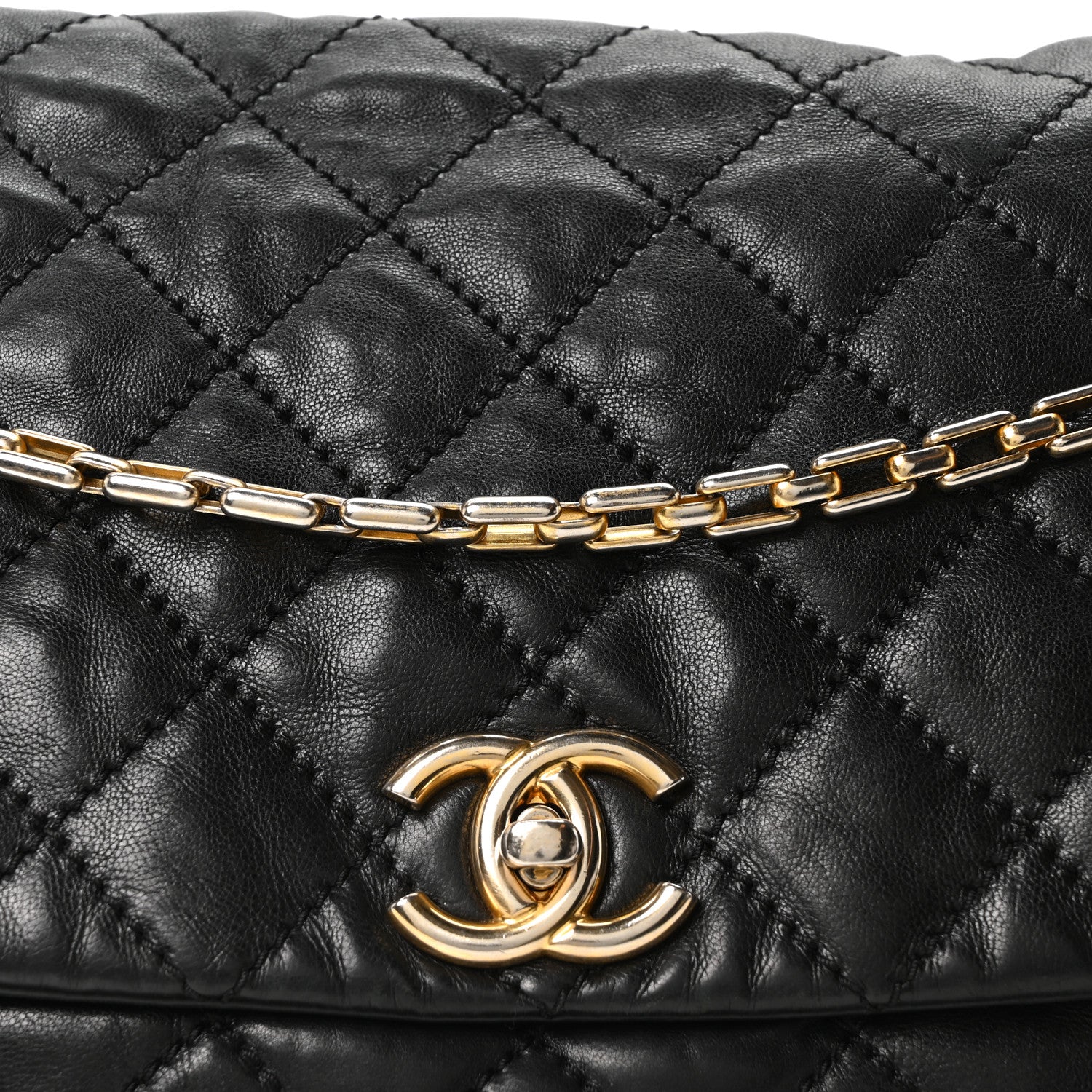 Chanel Aged Calfskin Quilted Accordion Flap Black 8 of 10