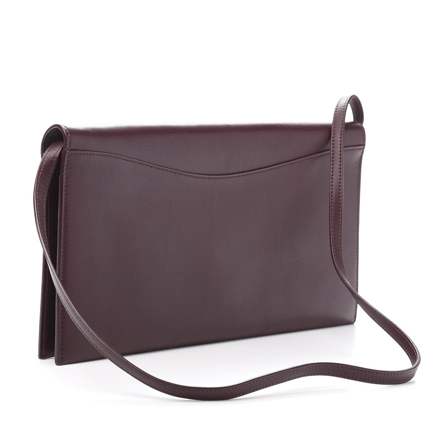 Calfskin Oval Clutch on Strap Burgundy