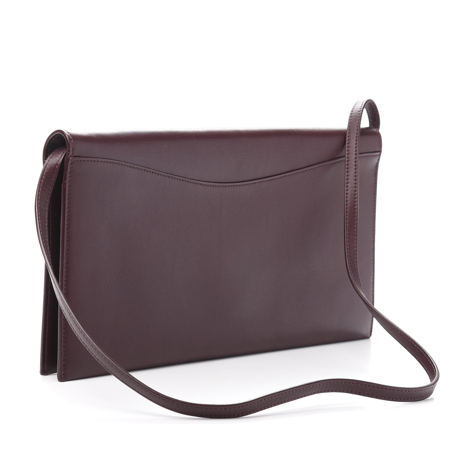 Celine Calfskin Oval Clutch on Strap Burgundy 3 of 9