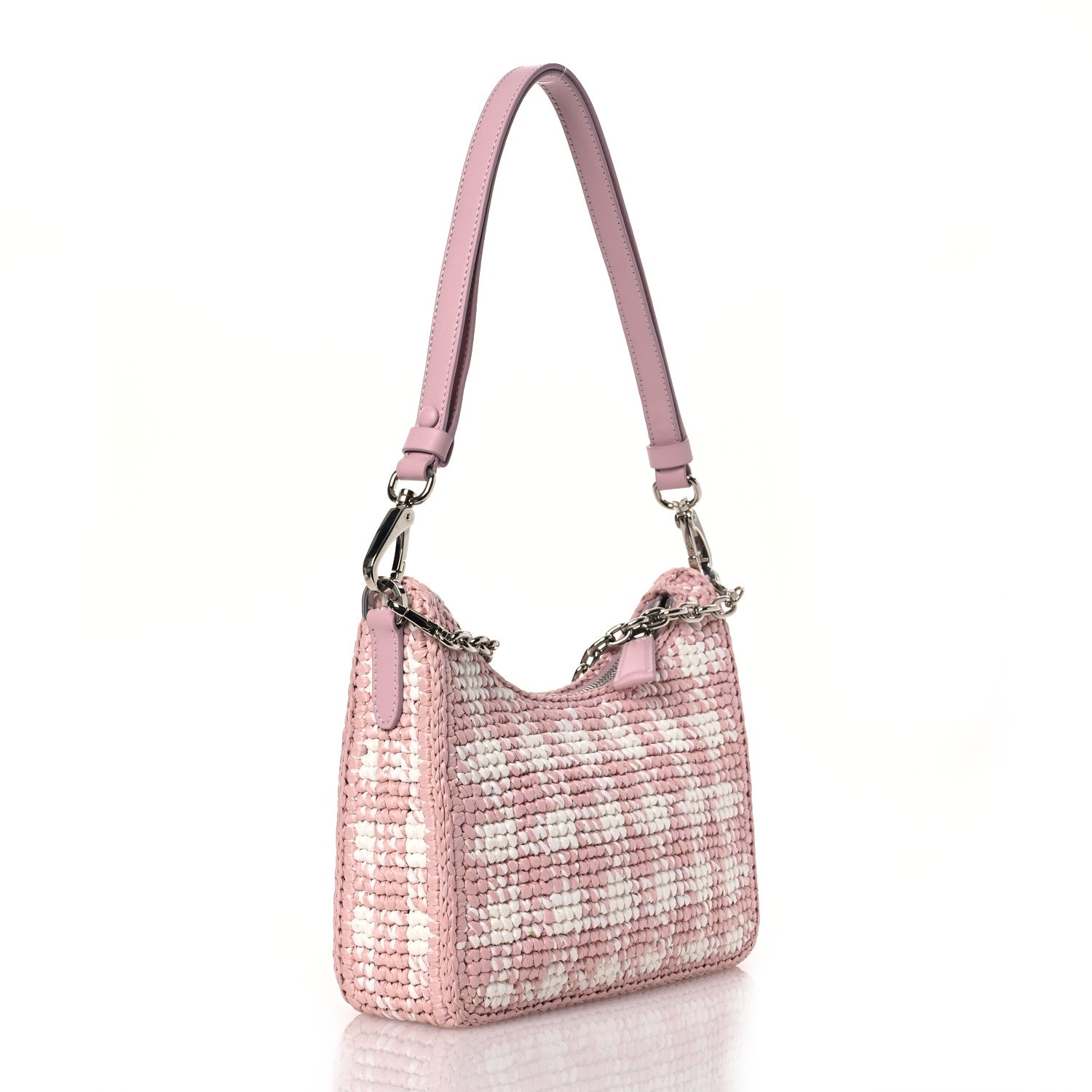 Prada Yarn Raffia Effect Crochet Mini Re-Edition Shoulder Bag Alabastro 3 of 14