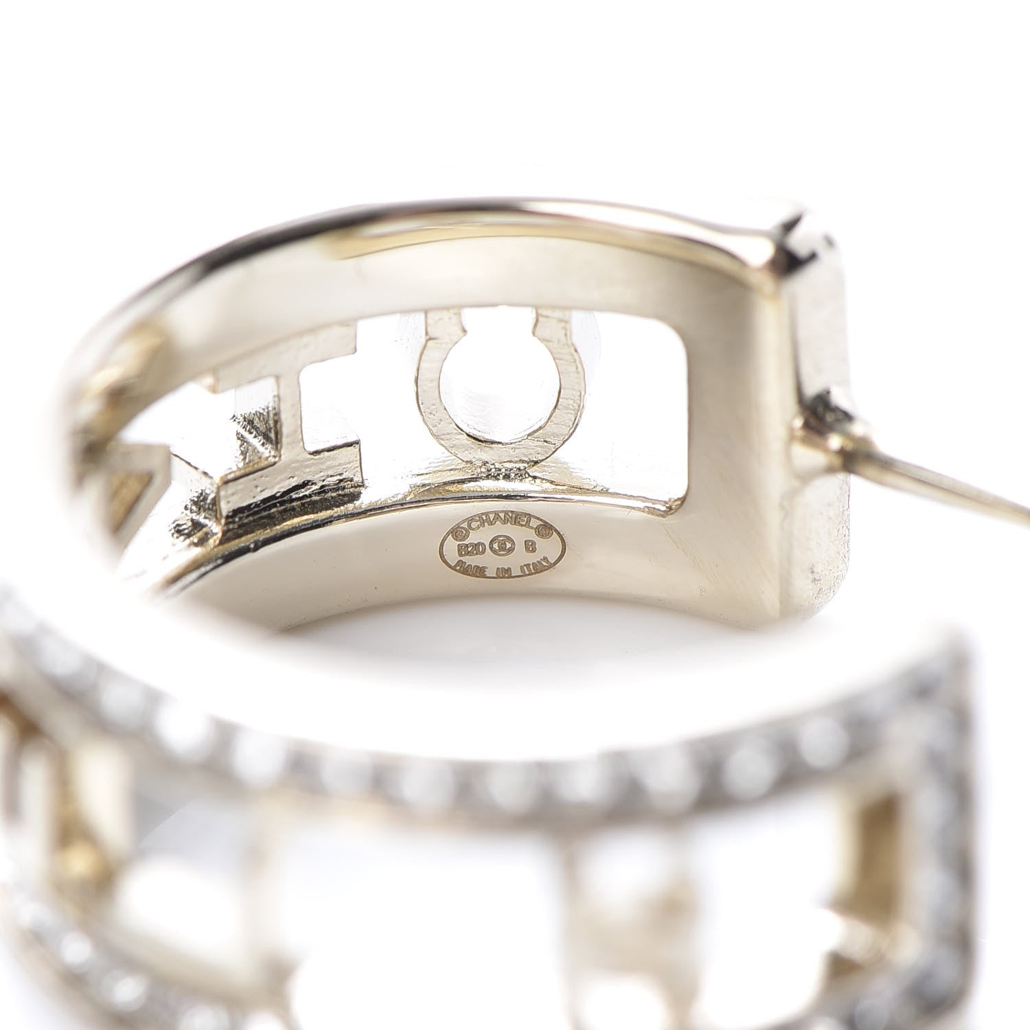Chanel Metal Crystal Bow-tiful CC Hoop Earrings Gold 4 of 5