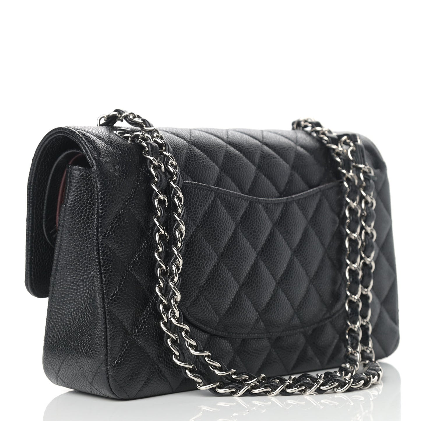 Caviar Quilted Medium Double Flap Black