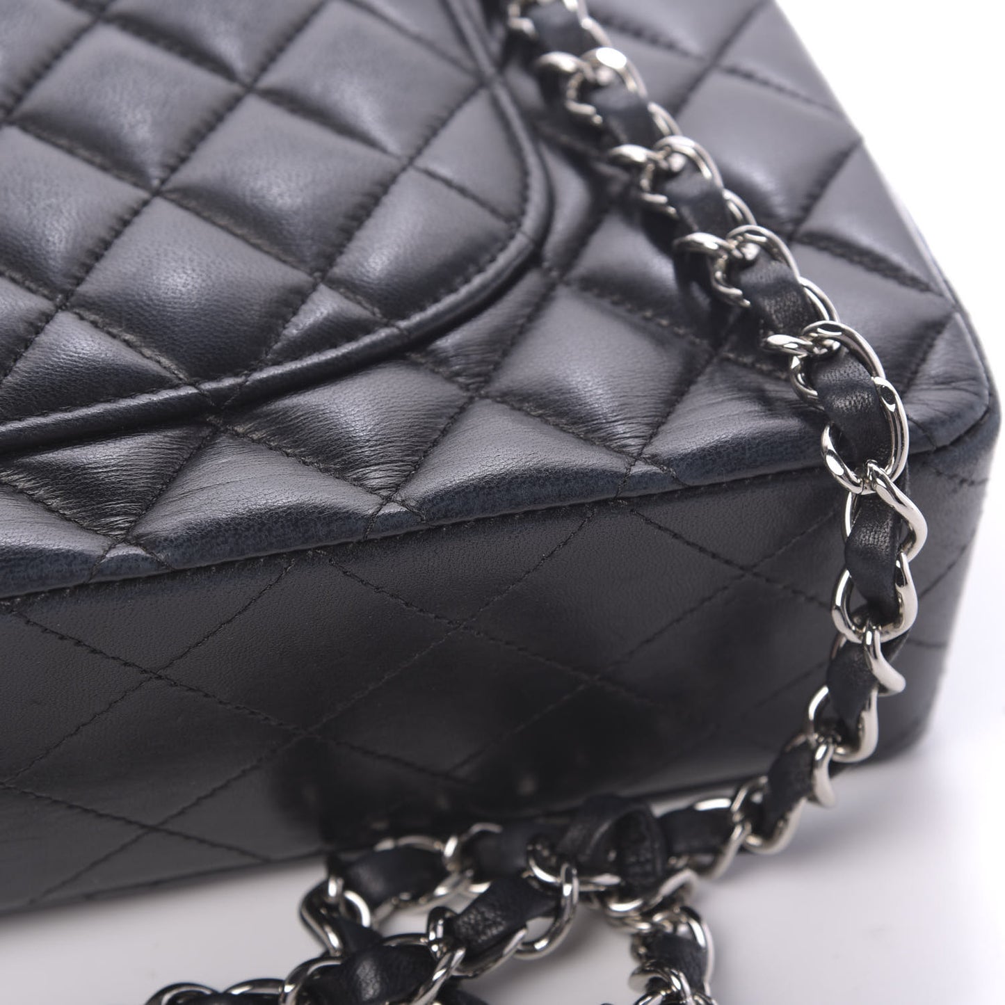 Lambskin Quilted Medium Double Flap Black