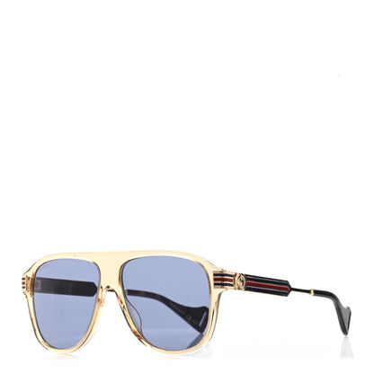 Gucci Web Aviator Sunglasses GG0587S Gold Tortoise 1 of 8