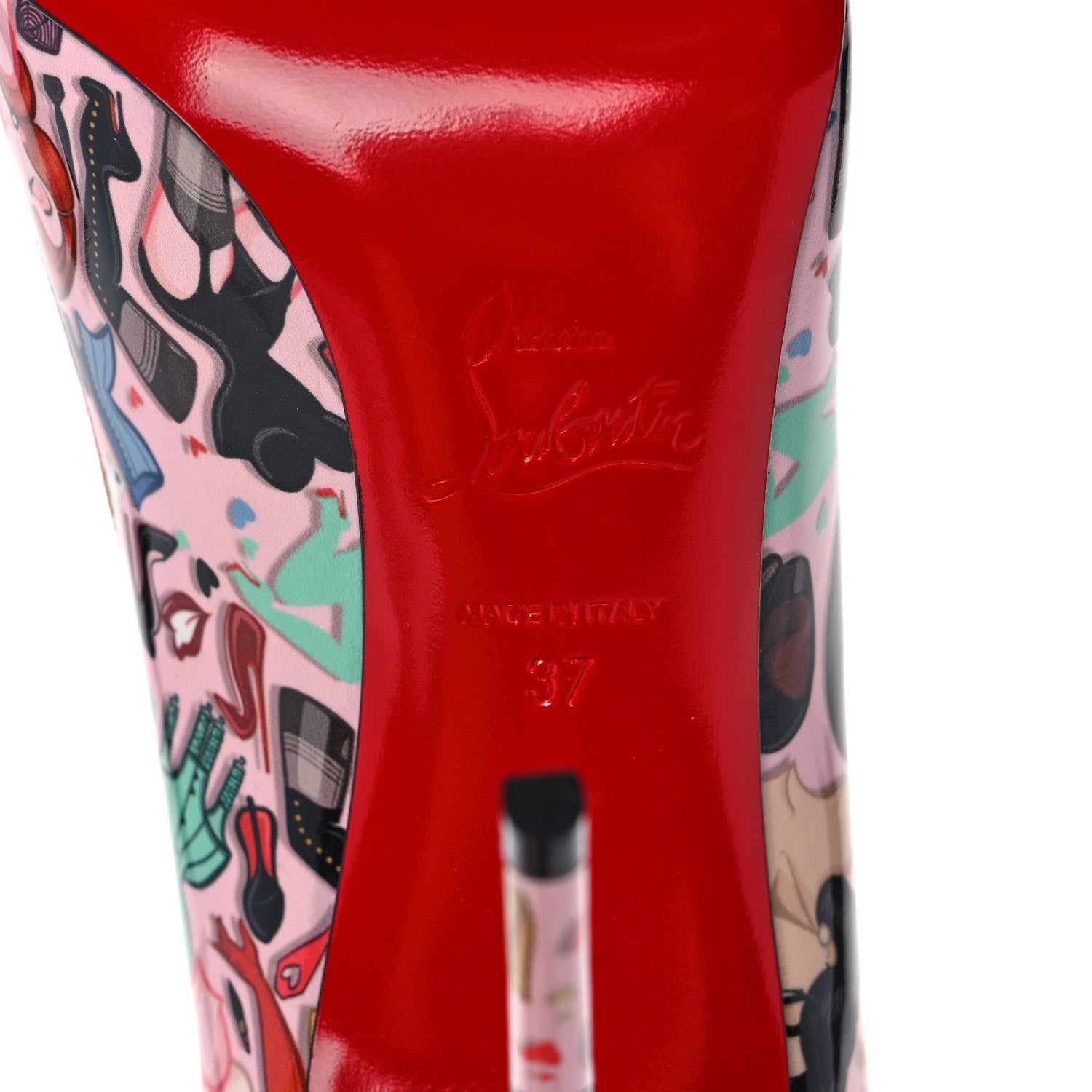 Christian Louboutin Patent Bored Lin Resille Hot Chick 100 Pumps 37 Poupee Multicolor 6 of 10