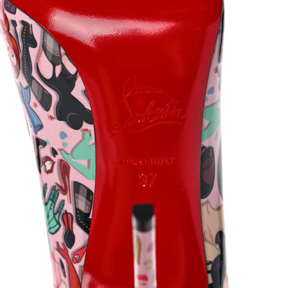 Christian Louboutin Patent Bored Lin Resille Hot Chick 100 Pumps 37 Poupee Multicolor 6 of 10