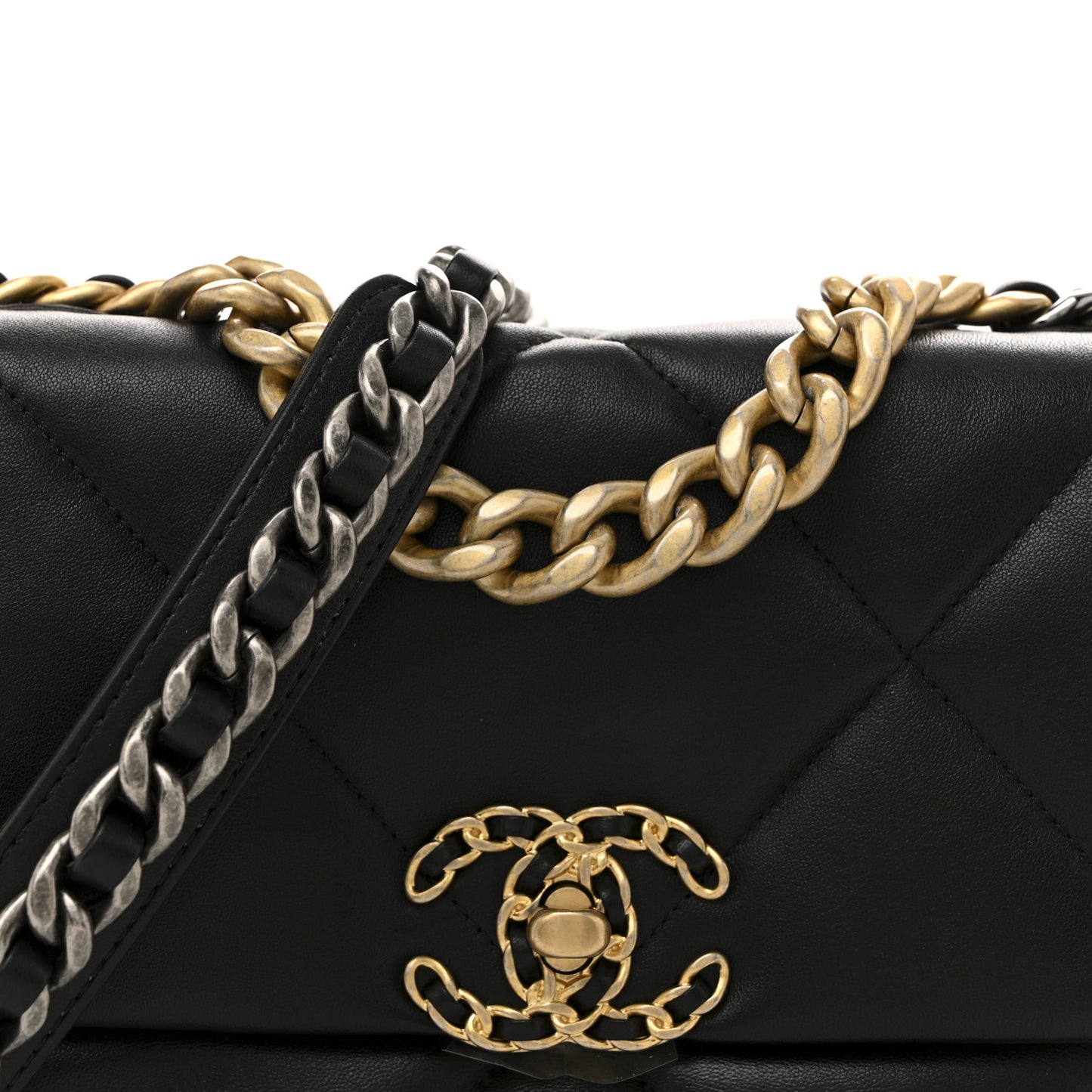 Lambskin Quilted Medium Chanel 19 Flap Black