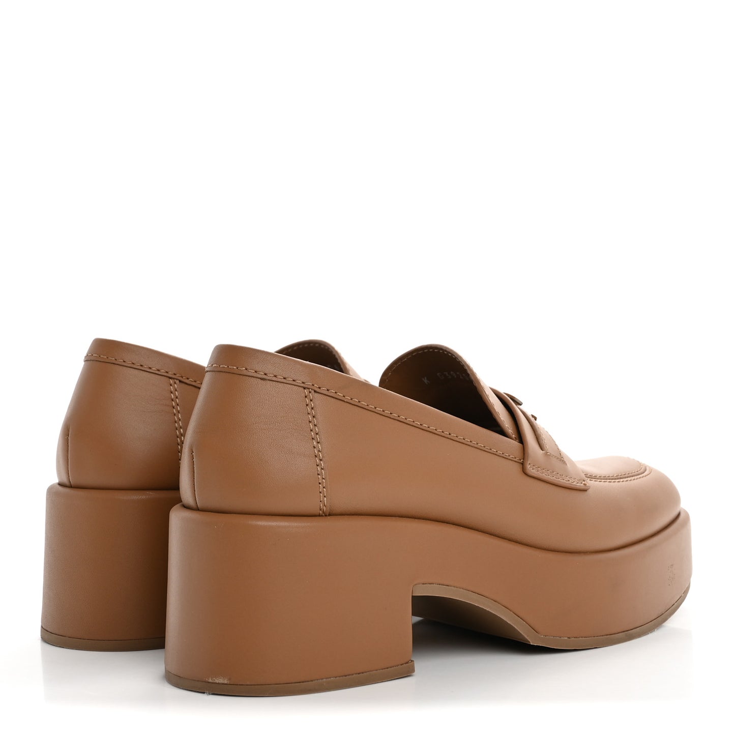 Calfskin CC Platform Loafers 38 Beige