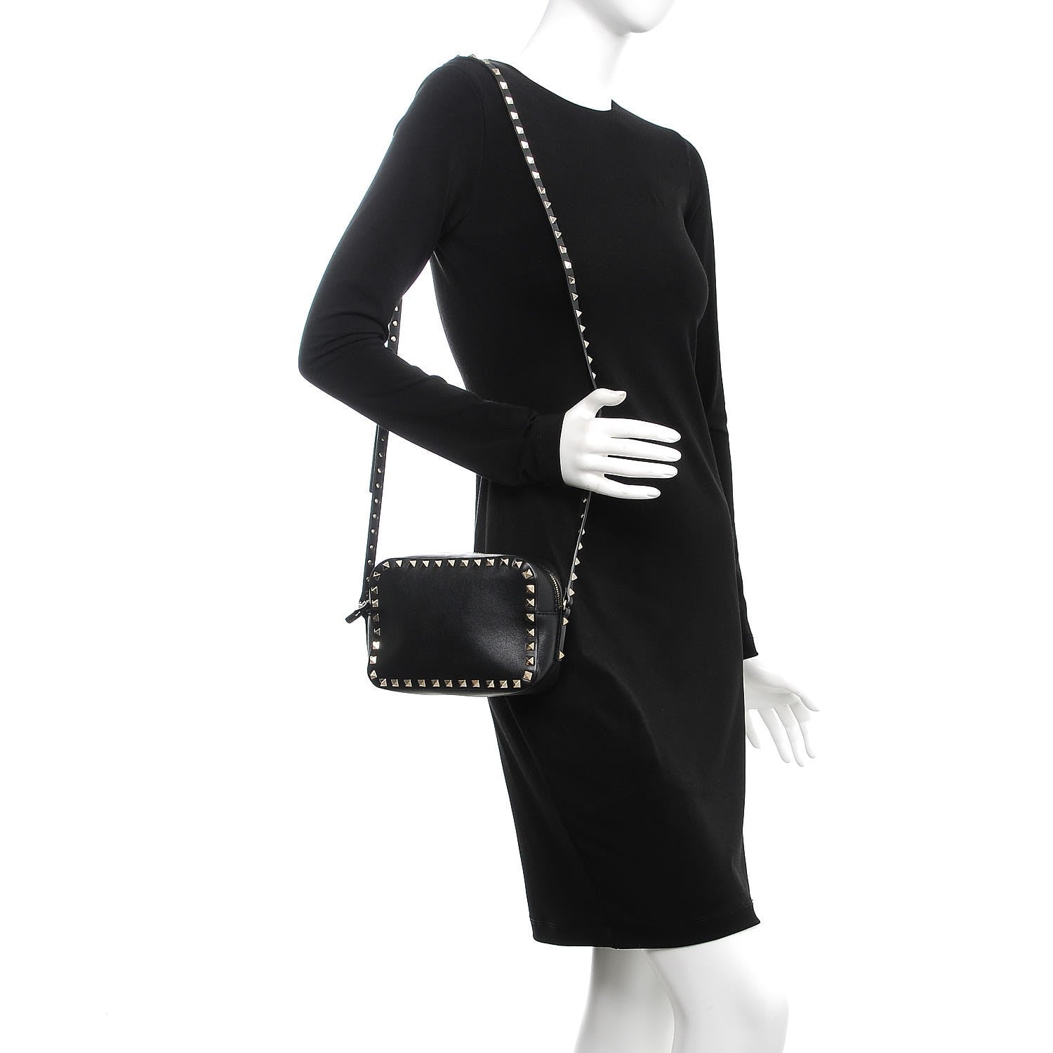 Valentino Garavani Calfskin Rockstud Camera Crossbody Bag Black 2 of 9