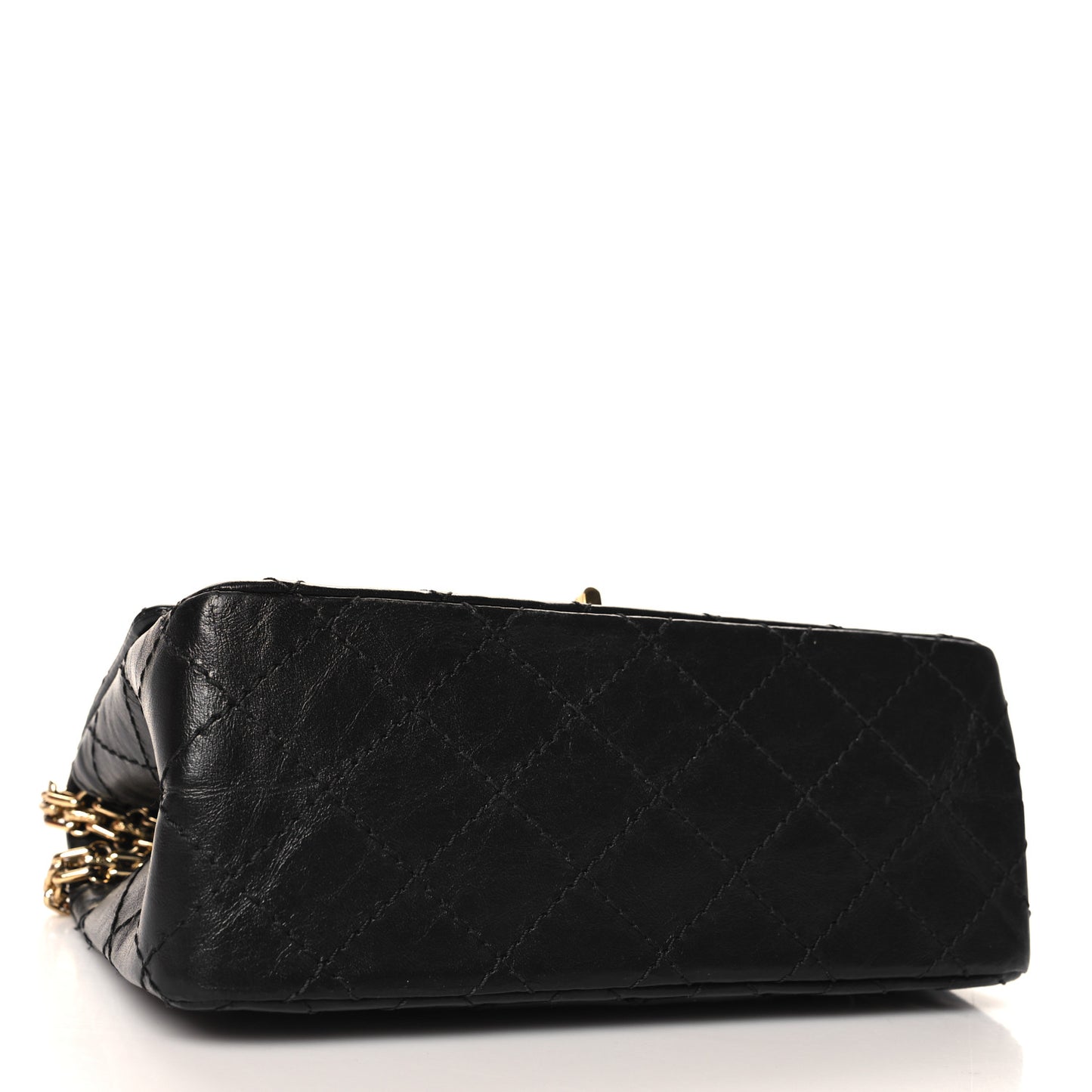 Aged Calfskin Quilted 2.55 Reissue Mini Flap Black