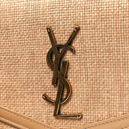 Saint Laurent Micro Raffia Monogram Uptown Chain Wallet Natural Hay Blush 12 of 14