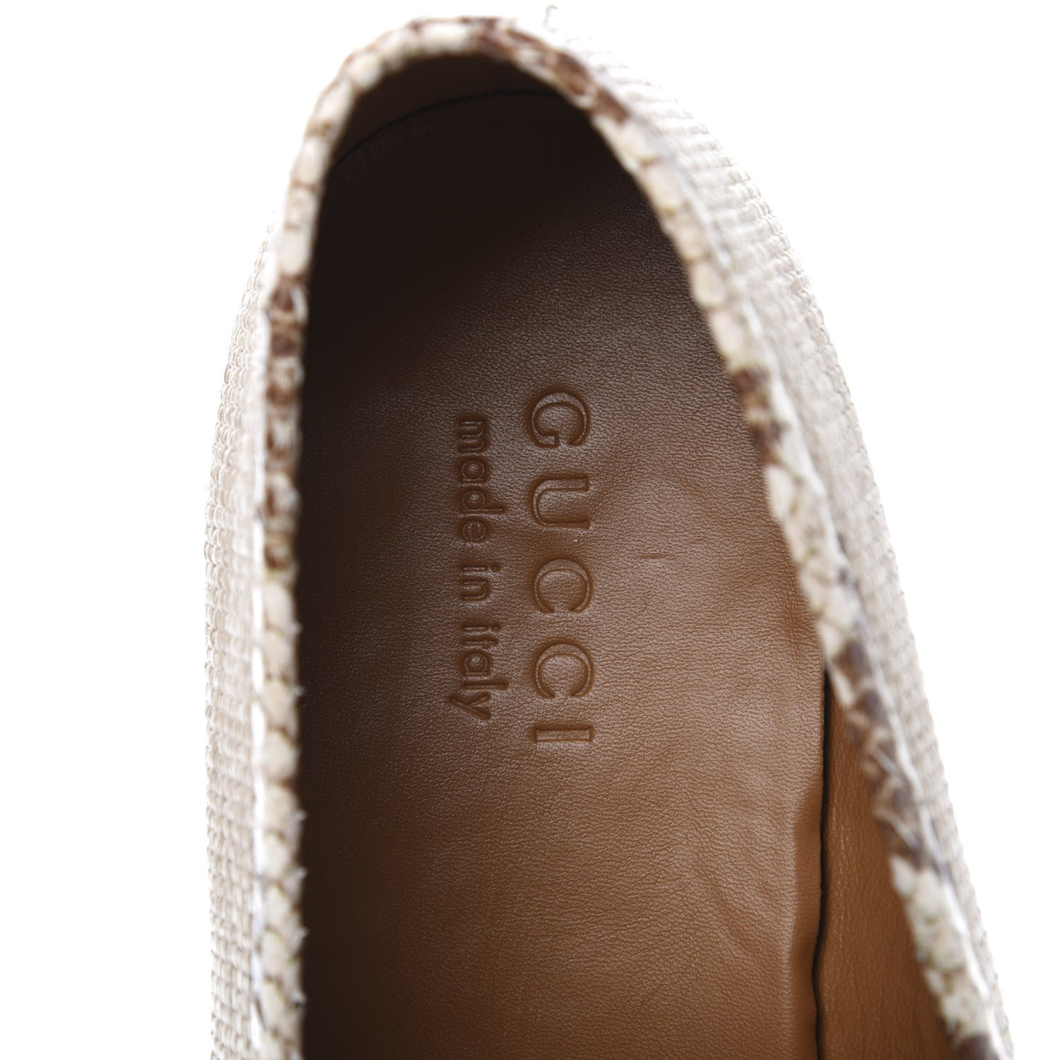 Gucci Raffia Elaphe Horsebit Mens Jordaan Loafers 10 Natural Cream Brown 7 of 9