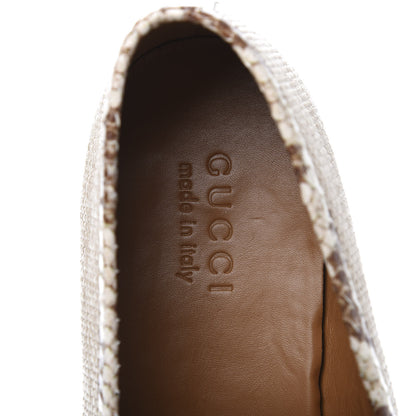 Gucci Raffia Elaphe Horsebit Mens Jordaan Loafers 10 Natural Cream Brown 7 of 9