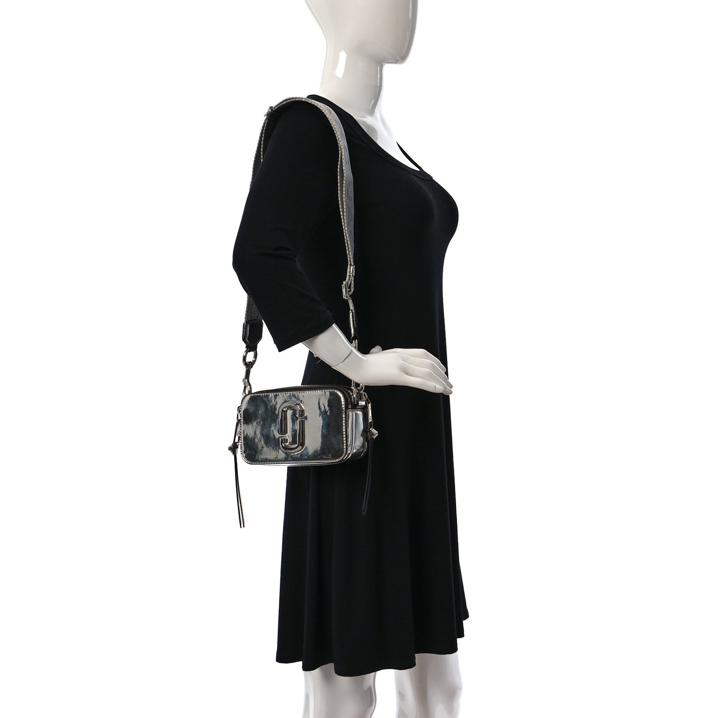 Metallic Calfskin Gen Z Snapshot Camera Bag Silver