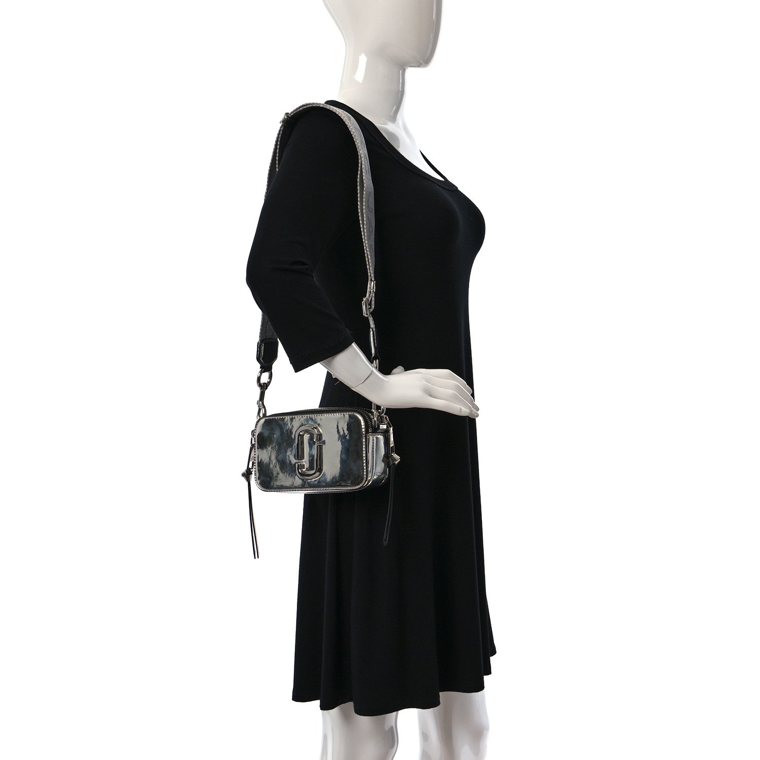 Marc Jacobs Metallic Calfskin Gen Z Snapshot Camera Bag Silver 2 of 10