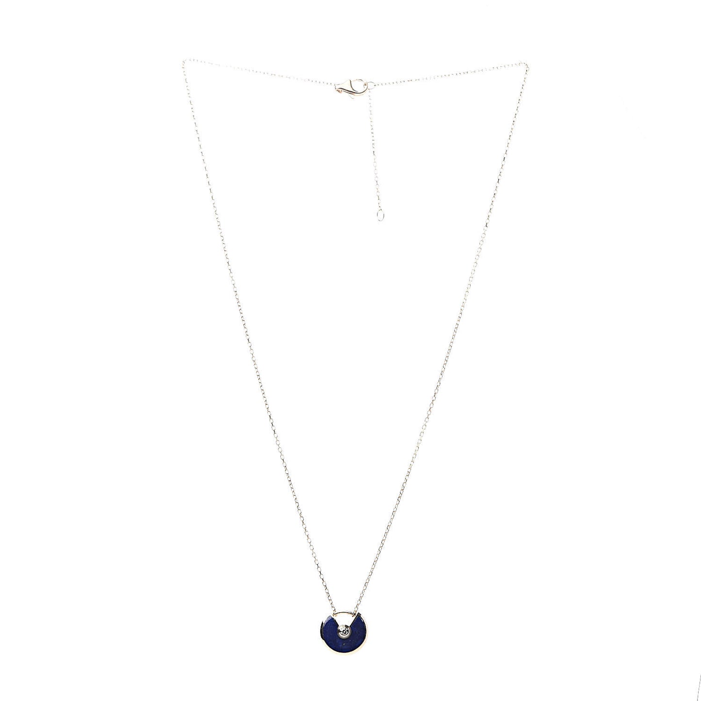 18K Yellow Gold Diamond Lapis Lazuli XS Amulette de Pendant Necklace