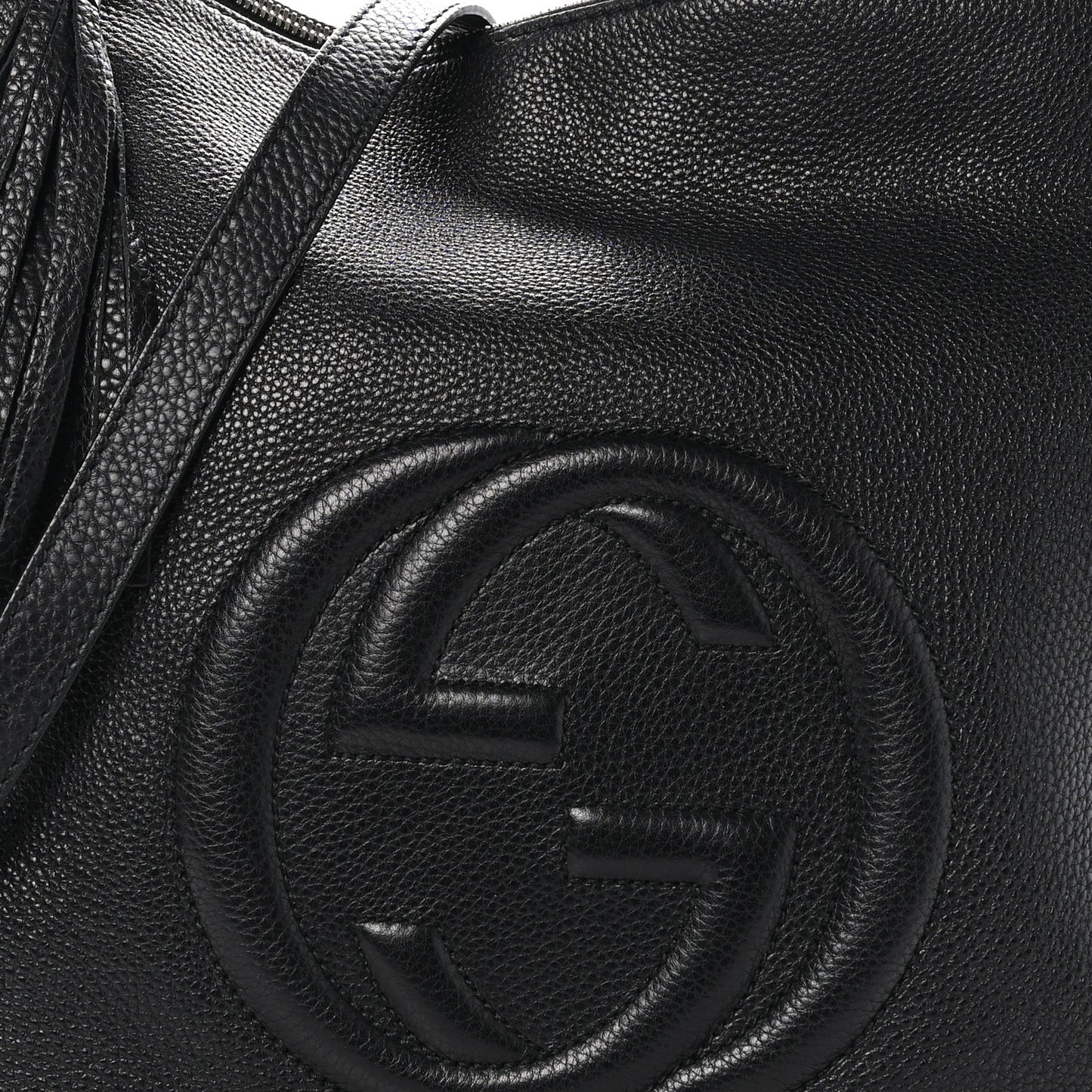 Pebbled Calfskin Large Soho Hobo Black