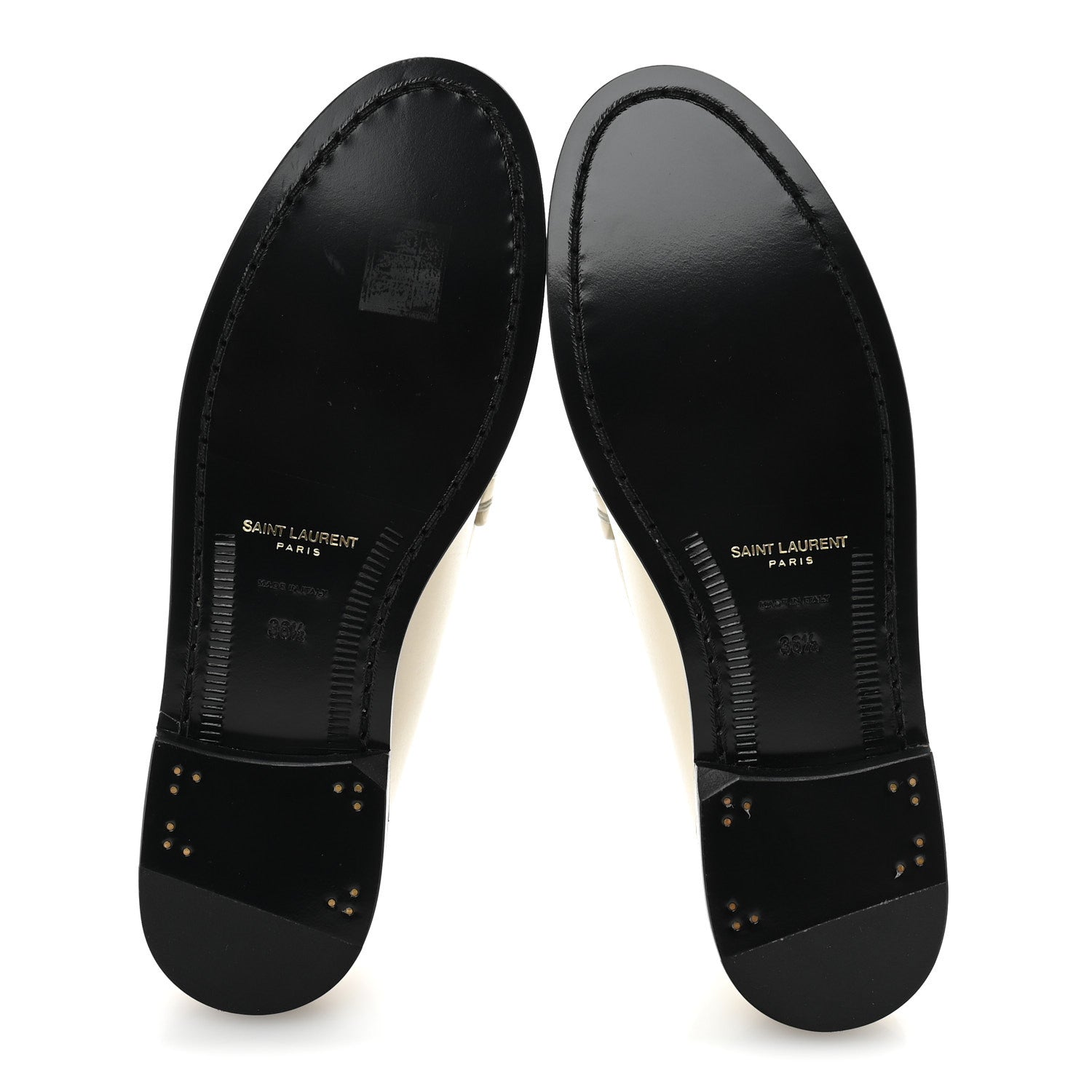 Saint Laurent Calfskin Penny Loafers 36.5 Pearl 6 of 10