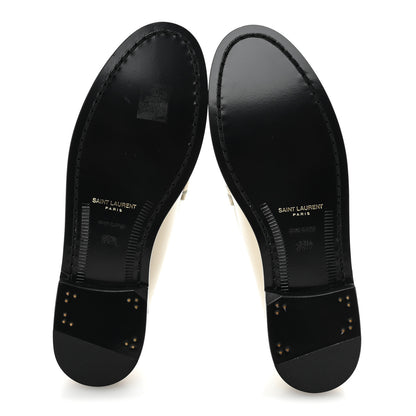 Saint Laurent Calfskin Penny Loafers 36.5 Pearl 6 of 10