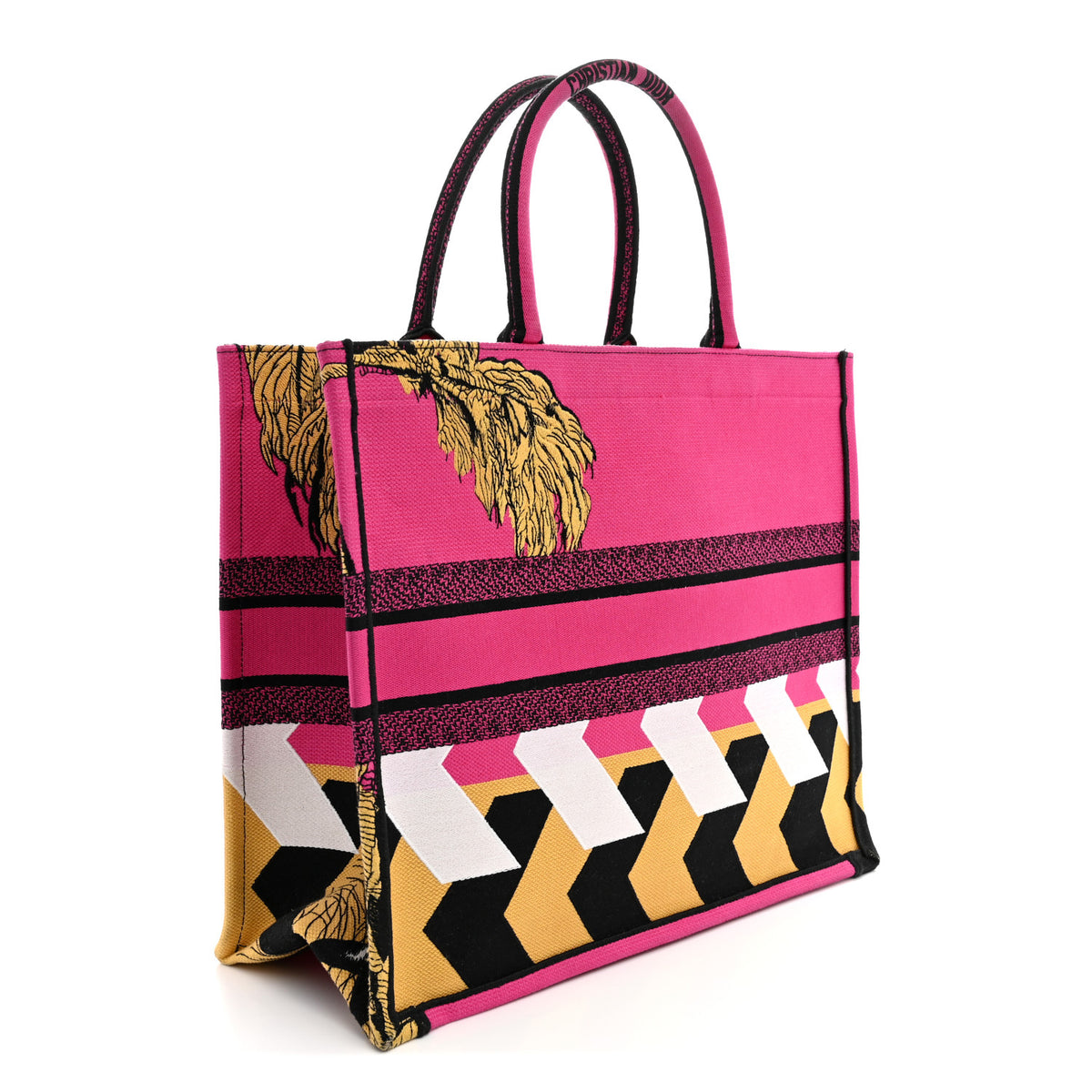 Christian Dior Canvas Embroidered Large Jungle Pop Book Tote Fuchsia Multicolor 3 of 12