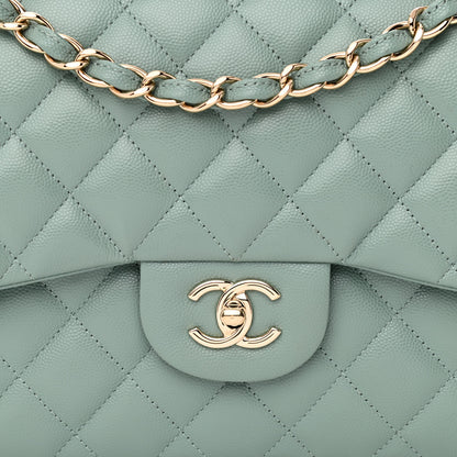 Chanel Caviar Quilted Jumbo Double Flap Light Blue 7 of 11