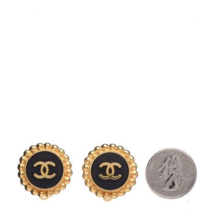 Chanel CC Clip On Earrings Black Gold 2 of 5