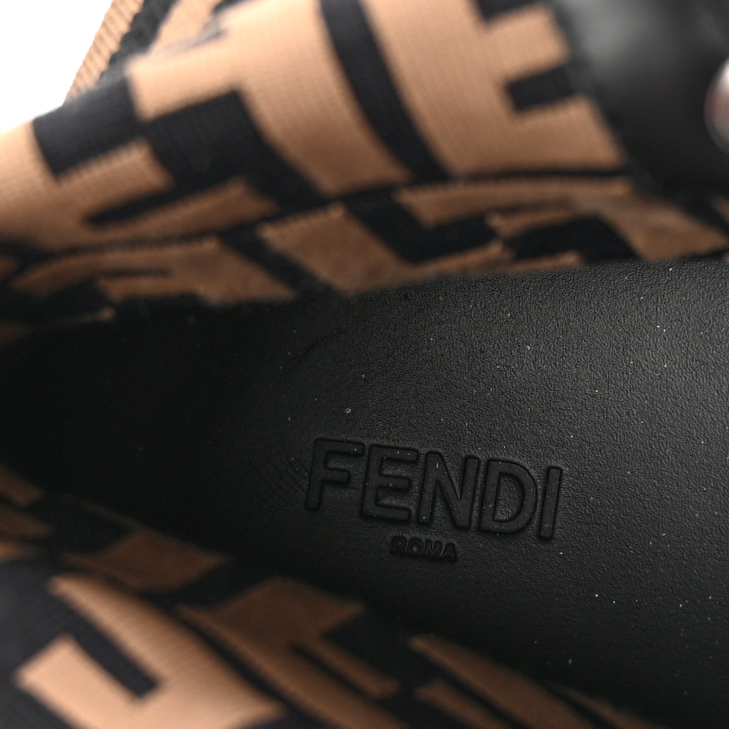 Fendi Calfskin Stretch Fabric FF Rockoko Biker Boots 7 Black Tobacco 8 of 9
