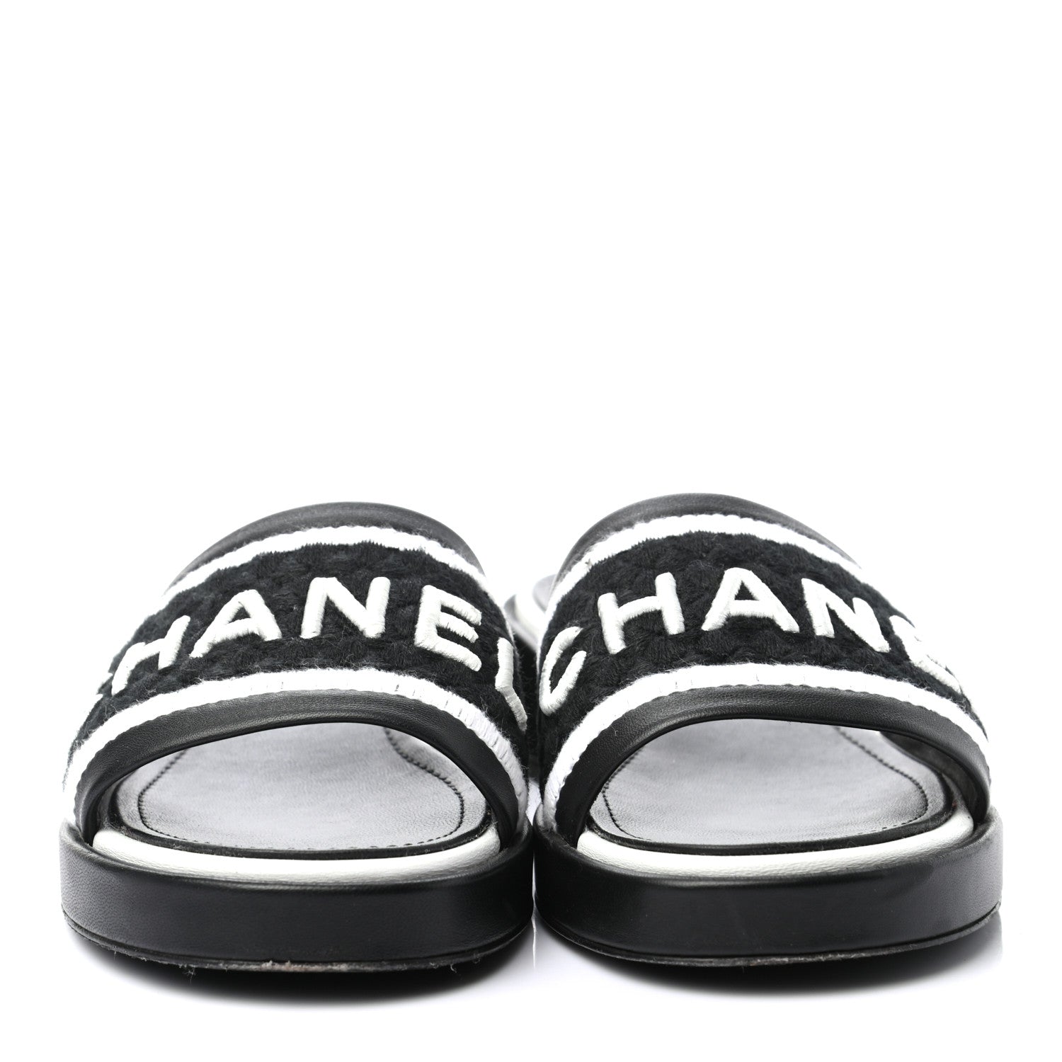 Chanel Lambskin Embroidered CC Mule Sandal 36 Black White 2 of 8