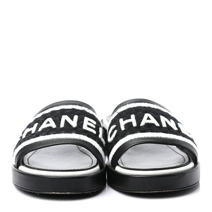 Chanel Lambskin Embroidered CC Mule Sandal 36 Black White 2 of 8